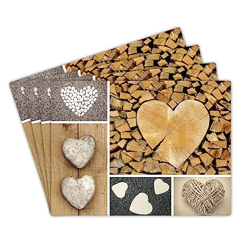 Tischsets (4er Set) Herzen, Herz, Liebe, 40 x 30 cm Platzset aus hochwertigem Vinyl, Tischset abwaschbar, robust + rutschfest, Gedeckunterlage, BPA-frei | Design: “Hearts“