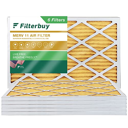 Filterbuy 16 x 30 x 1 Luftfilter MERV 11 Allergen Defense (6er-Pack), plissierter HVAC AC Ofen Luftfilter Ersatz (tatsächliche Größe: 39 x 75 x 1,9 cm)