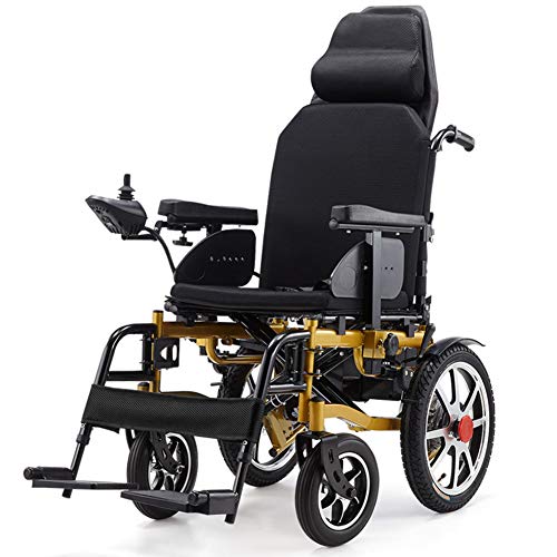 Cushion Foldable Electric Wheelchairs Electric Wheelchair with Head Rest Portable Power Wheel Chair Mobility Scooter Pedal Adjustable (Black 20A)