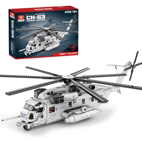 TYFUN Mocsage Modellbausatz Flugzeug,2192 Teile 1/35 CH-53E Super Stallion Moderner Militärischer Hubschrauber,Klemmbausteine Groß Militär Flugzeug Modell, kompatibel mit Lego