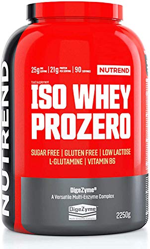Nutrend Iso Whey Prozero Molkeproteinisolat L-Glutamin Niedrige Laktose Vitamin B6 Ohne Zucker und Gluten (Strawberry Cheesecake, 2250g)