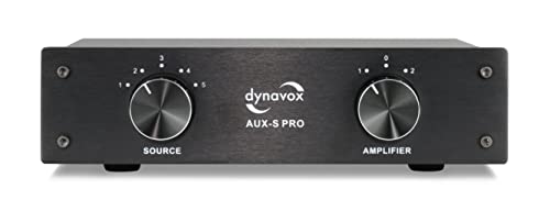 Dynavox AUX-S PRO, Eingangs-Erweiterungs-Umschalter mit 5 Cinch-Eingängen, Anschlüsse für Zwei Stereo- und Surround-Verstärker, Schwarz