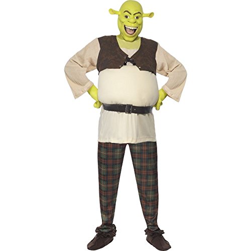 Shrek Kostüm enthält Oberteil Hose Hände und Maske, Large