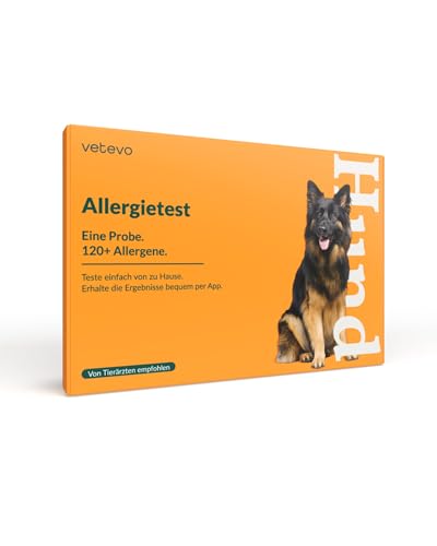 vetevo Allergietest Pro Hund, Unverträglichkeitstest Hunde 150+ Unverträglichkeiten Speichelprobe bei Juckreiz & Verdauungsprobleme, Testsieger