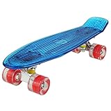 WeSkate Skateboard 22" Polycarbonat Kunstsoff Cruiser Pro Street Skate Board mit LED Blinkt Räder/Deck