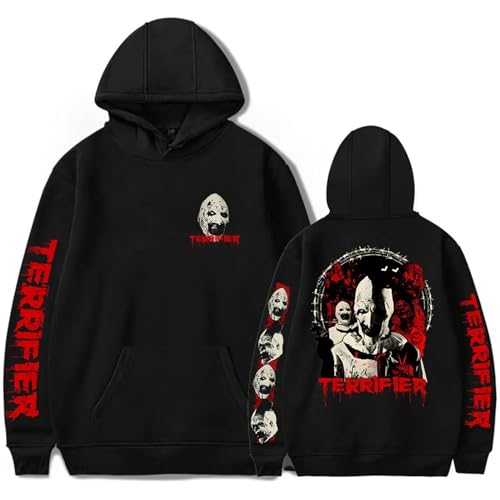 OUHZNUX Unisex Hoodie Terrifier Killl Hoodie Horrorfilm Merchandise Print Halloween Streetwear Wintermode Spaß Lässiges Sweatshirt XS-3XL-Black||XS