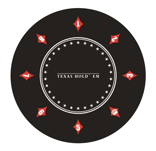 Fiita Texas Holdem Pokermatte 60/80/100cm Rund Tragbarer Pokertisch Pokerteppich Deco Layout Druck für 8 Spieler Spiellayout-Matte mit Tragetasche zum Spielen von Karten Pokertuch
