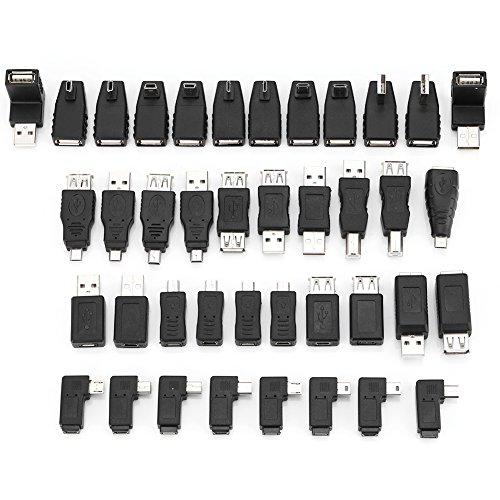 Annadue Pack mit 40 Mehreren USB2.0-Adaptern für abgewinkelte Mini-Micro-, Typ-B-Stecker-Steckverbinder