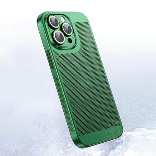 SAMEZA Beschichtung Wärmeableitung Handyhülle für iPhone 14 15 13 12 11 Pro Max 13 12 Mini X XS XR 7 8 Plus Atmungsaktive Kühlung Hard Cover, grün, für iPhone XSMax