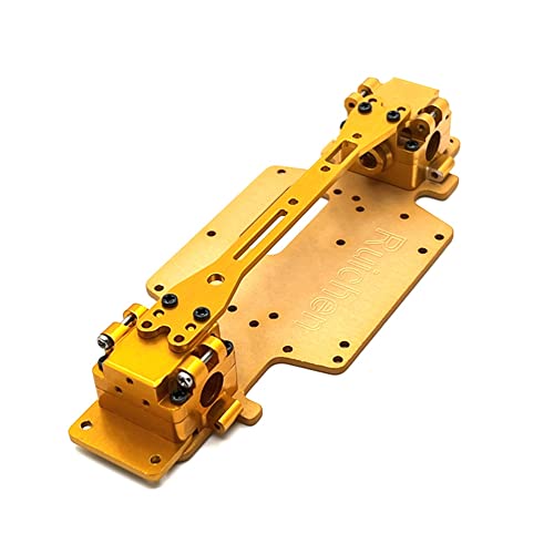 Watlsuz Chassis Boden Platte und Getriebe GEH?Use Set Metall f¨¹r 284131 K969 K979 K989 P929 1/28 RC Auto Upgrade Teile, Gelb