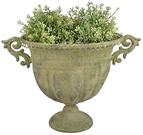 Esschert Design Aged Metal Grün Vase oval L aus veraltetem Metall, 46,3 x 28,0 x 31,5 cm