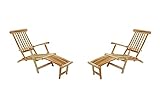 SAM 2er Set Teak-Holz Deckchair Puccon, verstellbare Sonnenliege, klappbar, ideal für Balkon, Terrasse und Garten
