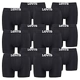12er Pack Herren Levis Solid Basic Boxer Brief Boxershorts Unterwäsche Pants, Farbe:884 - Jet Black, Bekleidungsgröße:S