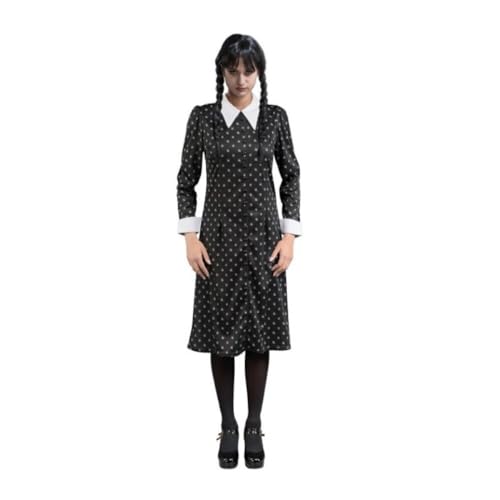 Chaks Kostüm Wednesday für Damen | Print Kleid Schwarz Weiß - Addams Family S