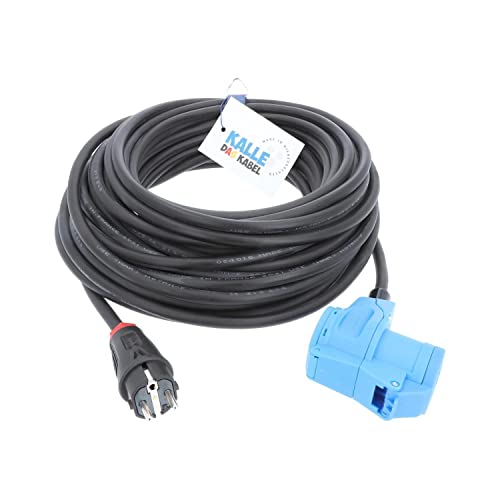 CEE Adapterleitung KALLE Blue SCHUKO Stecker auf CEE Winkelkupplung 20 Meter, 3G 2,5mm²