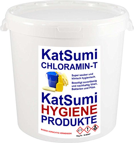 KatSumi Chloramin-T Chloramin-T - Giardien, Nein Danke! Professionelles Desinfektionsmittel hochwirksam gegen Viren, Bakterien, Pilze, Giardien, 1kg Eimer