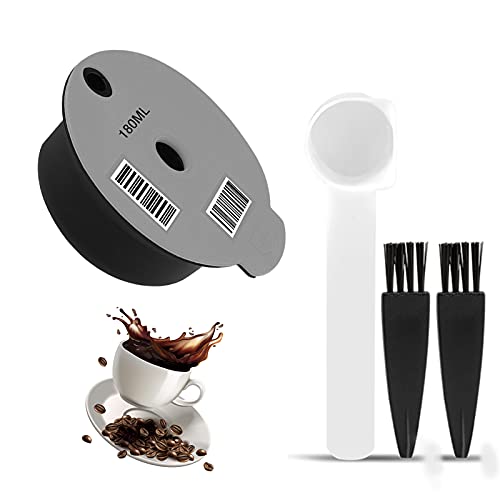 Nachfüllbar Kaffee Kapsel, Wiederverwendbarer Kaffeefilter,mit Slicone Deckel Kaffeelöffel und 2 Bürsten für Bosch Tassimo Kaffeemaschinenzubehör (Orange 180ml)