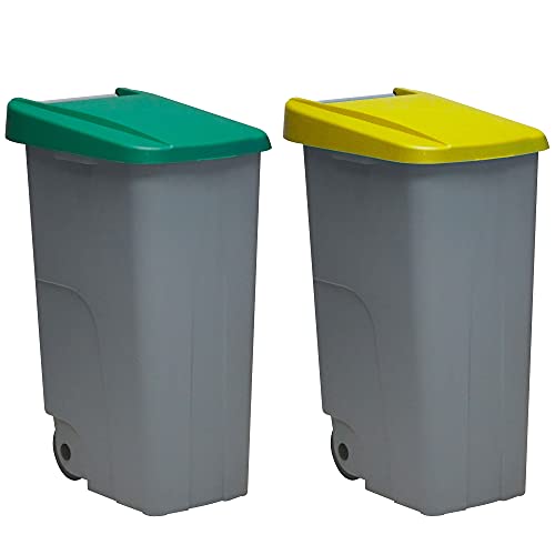 Denox PK3333 Recycling-Set 85 Liter geschlossen c/u: 170 Liter, in 2 Behältern, in Grün/Gelb