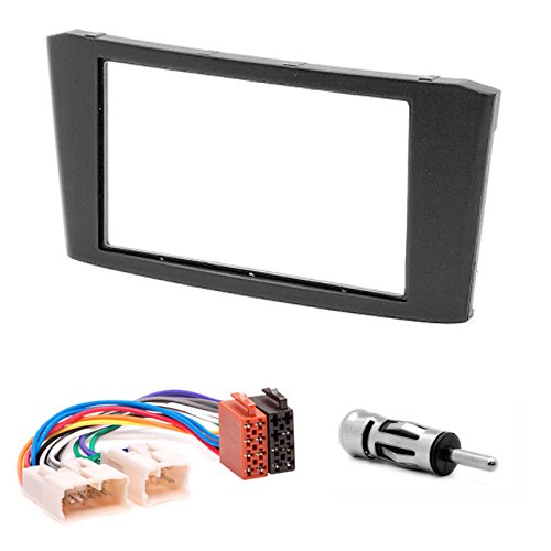 CARAV 11-108-22-6 Radioblende Car 2-DIN in Dash Installation kit Set for Toyota Avensis 2002-2008 (Black) + ISO and Antenna Adapter Cable