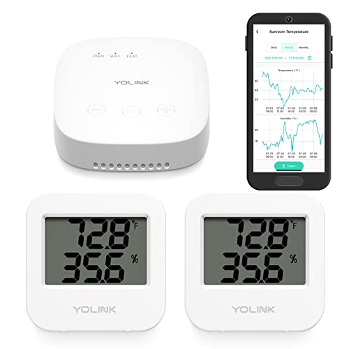 YoLink SpeakerHub & Zwei Temperatur-/Feuchtigkeitssensoren Smart Home Starter Kit,Audio Hub spielt Töne,Sounds, gesprochene Nachrichten, kompatibel mit IFTTT, WLAN erforderlich