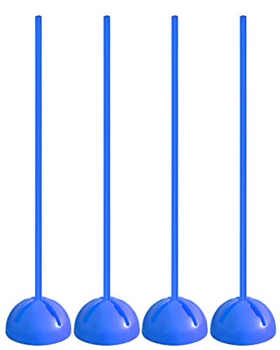 SPORTIKEL24 Kombi-X-Standfuß aus Kunststoff & Slalomstange 100 cm – 4er Set – befüllbarer Standfuß – Stange für Slalom & Koordinationstraining – für Fußball & Hundesport – Kreuzfuß (Blau)