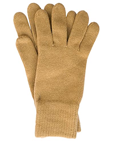 FosterNatur, Merino Herren Handschuhe/Fingerhandschuhe, 100% Wolle extrafine (9, Camel)