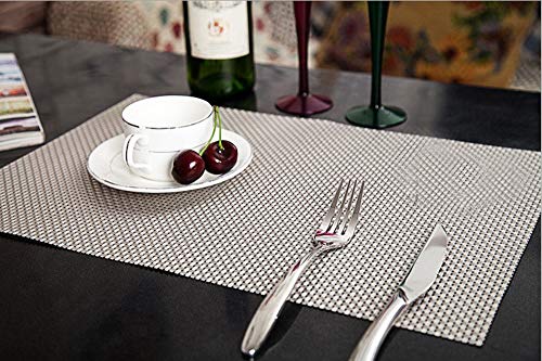 Homieco 6er Set Platzsets rutschfest Abwaschbar Tischmatten PVC Gewebte Tischsets Hitzebeständig Platzdeckchen Platz-Matten für Küche Speisetisch