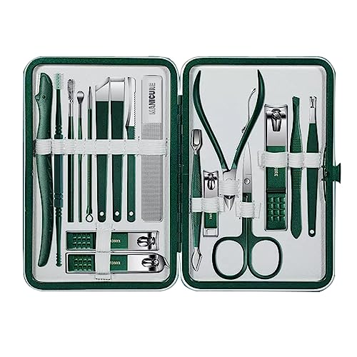 Edelstahl-Nagelknipser Pediküre-Set Professionelle Pflegesets Nagelpflege-Werkzeuge for den Heimarbeitsplatz im Freien auf Reisen (Color : Green D)