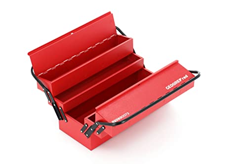 GEDORE red Werkzeugkasten 5 Fächer, leere Werkzeugkiste aus Stahl zum Transport von Werkzeugen