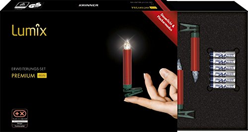 Krinner Premium Mini, kabellose LED-Mini-Christbaumkerzen, Erweiterungs-Set mit 6 Kerzen, Flackermodus, Rot, Art. 75456