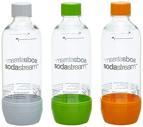 SodaStream Pet-Flasche 2 + 1 - orange/grün/weiß - aus bruchfestem kristallklarem PET und frei von BPA! - ideal für Schule - Sport - Freizeit (1041343490)