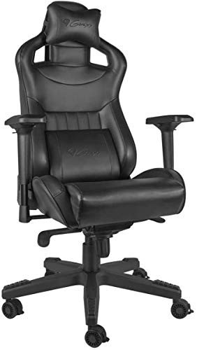 Genesis Nitro 950 Schwarz Gaming Stuhl, Bürostuhl, Schreibtischstuhl, Ergonomisch mit Wippfunktion, Höhenverstellbar mit Lenden- und Nackenstütze