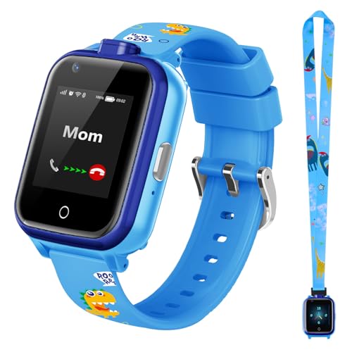 4G Kinder Smartwatch Wasserdicht SOS Smartwatch mit Wecker, Spiel Musik-Player, Kamera, Smartwatch Geschenke für 3-12 Jahre alte Jungen Mädchen (Blau)