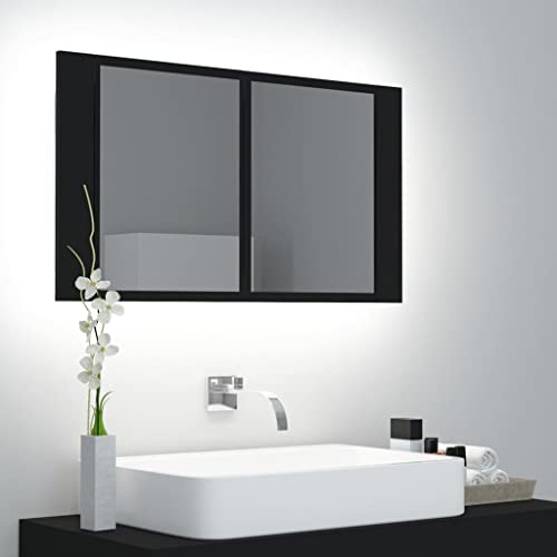 ZQQLVOO Badezimmer unterschrank Waschbecken LED-Bad-Spiegelschrank Schwarz 80x12x45 cm Acryl