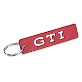 Volkswagen 1H2087010D Schlüsselanhänger GTI Logo Schriftzug Schlüsselring Metall Anhänger Keyring, rot