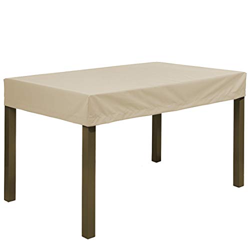 Planesium Premium Gartentisch Gartenmöbel Hülle Abdeckung Schutzhülle Haube Abdeckplane Garnitur wasserdicht atmungsaktiv 575g /lfm (Beige Breite 180cm x Tiefe 100cm x Höhe 15cm)