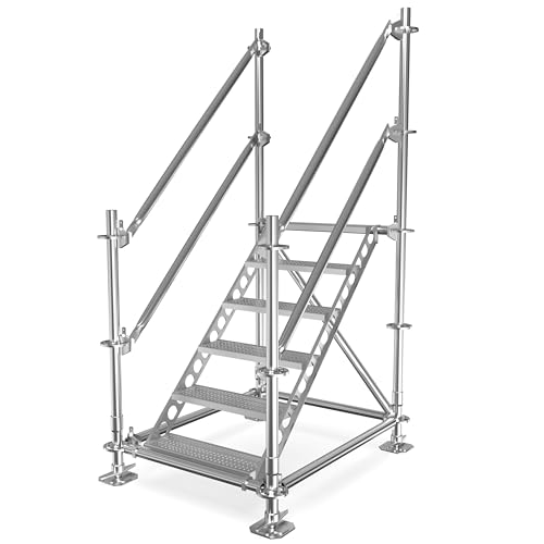 Scafom-rux Bautreppe Außentreppe für 1 m Höhenunterschied, feuerverzinkter Stahl