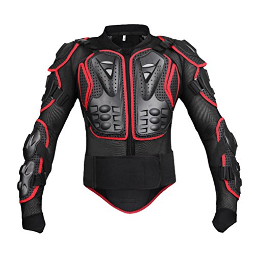 YOUJIAA Motorrad Radfahren Reiten Full Body Armor Rüstung Protector Professionelle Street Motocross Guard Shirt Jacke mit Rückenschutz Schwarz Rot 2XL