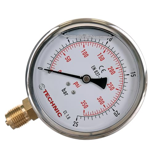 Manometer Glyzerin 0-25 BAR / 350 PSI 100mm 1/2" Druckanzeige