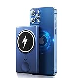 ZUJO 3 in 1 magnetische kabellose Powerbank 5000 mAh | Schnelllade-Powerbank, kompatibel mit iPhone 13/12/Pro/Pro Max MagSafe iWatch AirPods – Blau