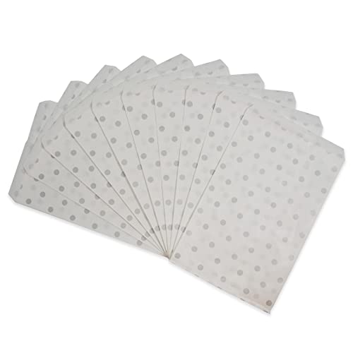 CuteBox Flache Papier-Geschenktüten mit weißen Punkten (15,2 x 22,9 cm) für Waren, Handwerk, Gastgeschenke, Einzelhandel, 200 Stück