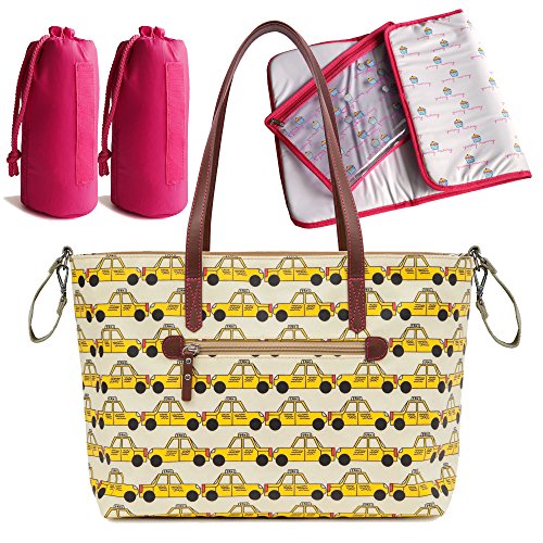 Pink Lining Notting Hill Tote Wickeltasche Yellow Taxis