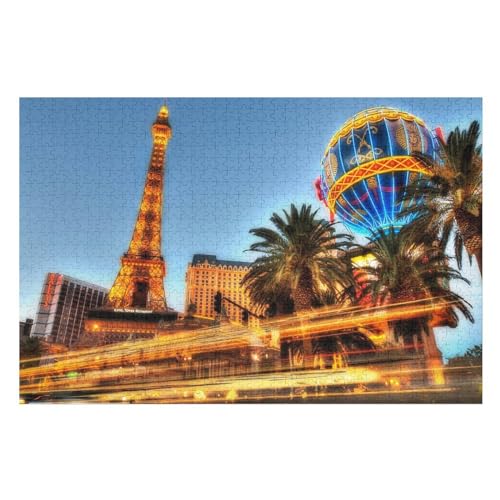 Las Vegas, Tower, Balloon,，Klassische Puzzle für Erwachsene Teenager Freizeit Spaß Spiel Spielzeug Geeignet，，Lernspielzeug FüR Kinder 70x50Papier