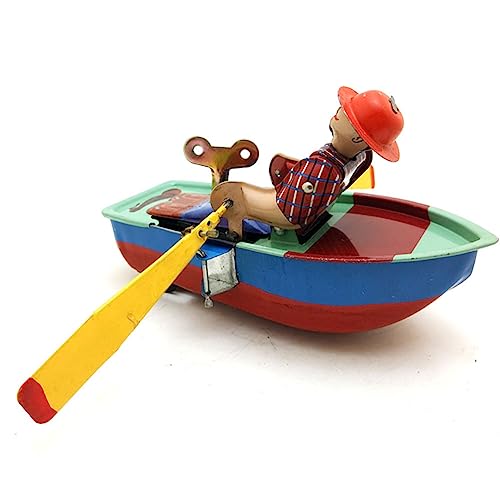 FLADO Kreatives Blechspielzeug MS385, Ruderboot, Vintage-Aufziehspielzeug, nostalgisches Thema, Persönlichkeit, Dekoration, Sammlerstück, Kindergeschenk für Jungen und Mädchen