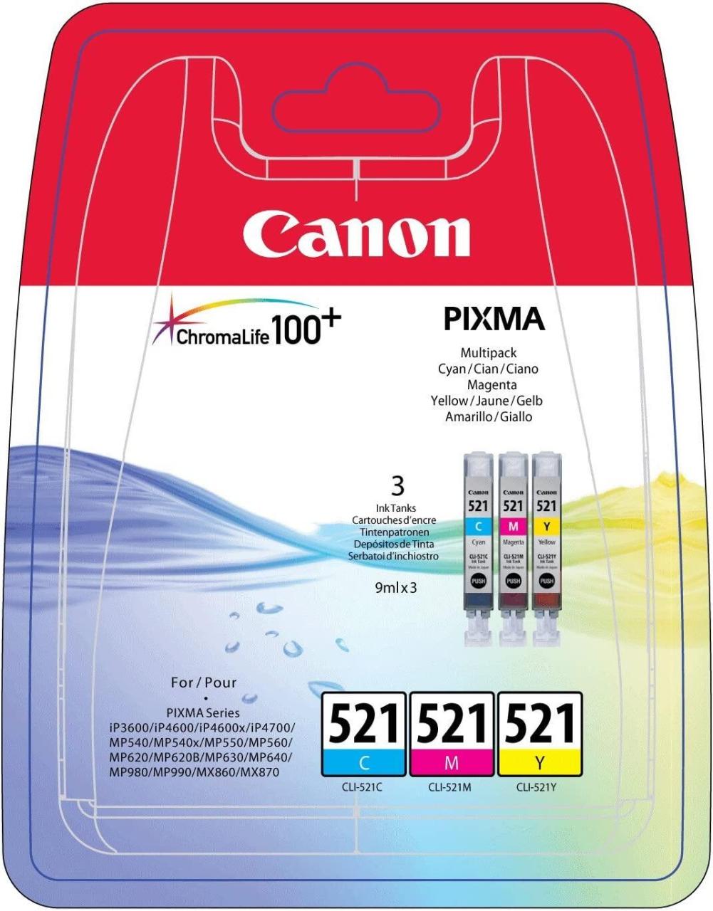 Canon Original Tintenpatronen CLI-521 Multipack cyan, magenta, gelb 446 Seite...