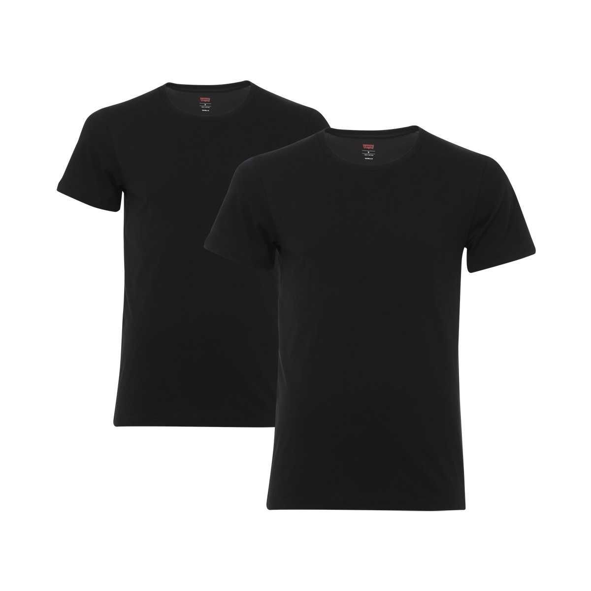 LEVIS Herren 2er Pack Basic Crew Shirts Unterhemden Rundausschnitt (JET BLACK, L)