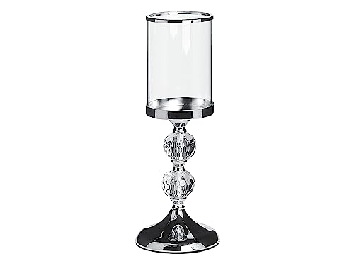 Beliani Kerzenständer Glas/Metall Silber 36 cm COTUI