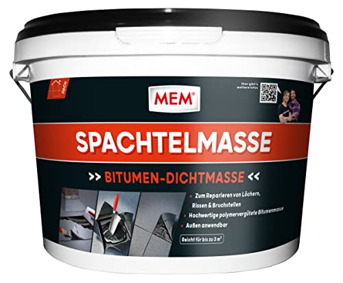 MEM Profi Spachtelmasse, Für Löcher, Risse und Bruchstellen, Polymervergütet, Gebrauchsfertig, Einfach zu verarbeiten, Lösemittelfrei, 4 kg, Schwarz