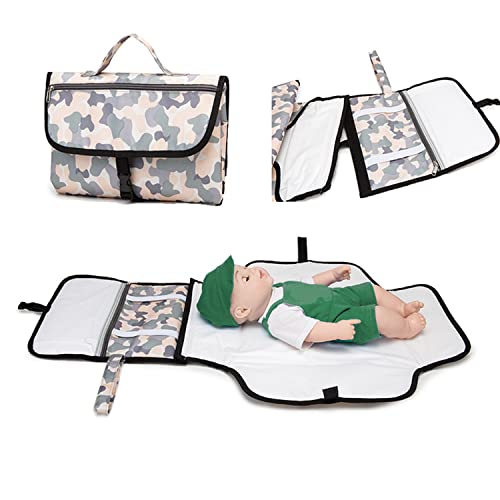 Tragbare Wickelunterlage Faltbare Baby Wickelunterlagen für Unterwegs Wickeltasche Netztasche mit Kopfkissen Kinderwagen-Befestigung