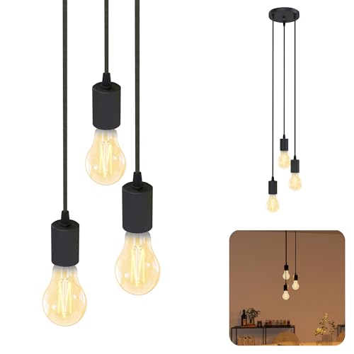 SSC-LUXon PARU Hängeleuchte 3-flammig Retro - Industrial Style Pendellampe inkl. Smart Home CCT LED Birnen Wifi App Steuerung